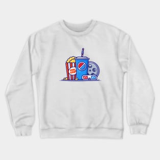 Popcorn, Soda And Roll Film Cartoon Vector Icon Illustration Crewneck Sweatshirt